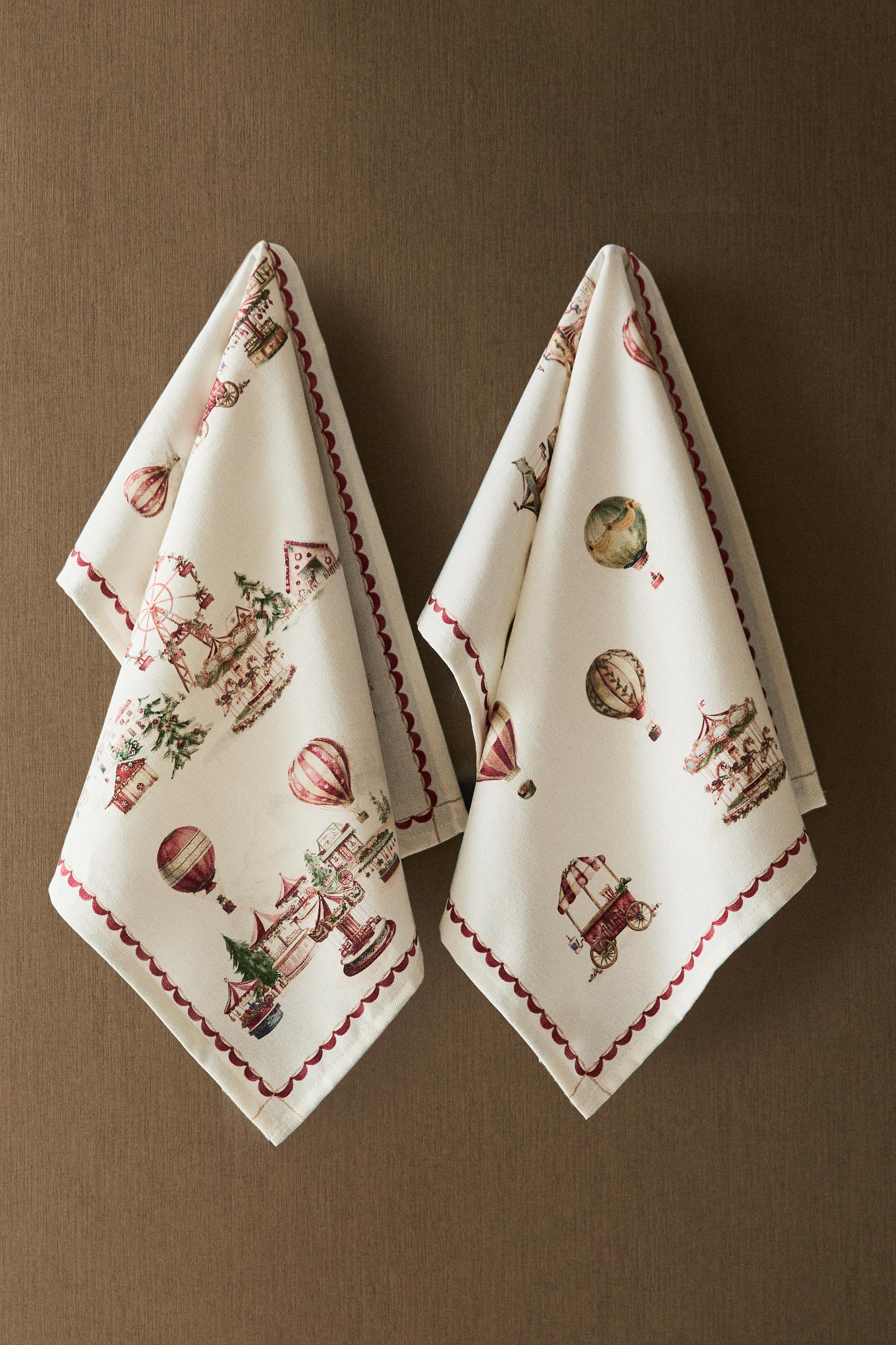 SET OF COTTON CHRISTMAS BALLOON KITCHEN TOWELS (SET OF 2)